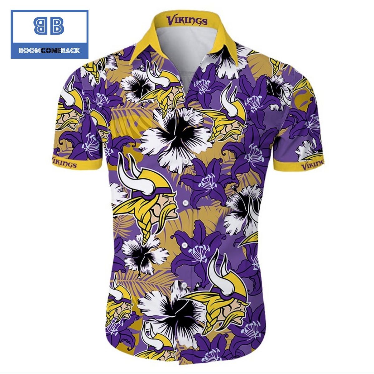 NHL Minnesota Vikings Tropical Flower Hawaiian Shirt