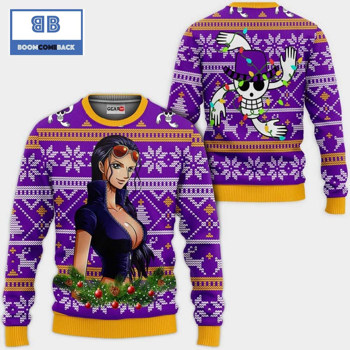 Nico Robin One Piece Anime Ugly Christmas Purple Sweater