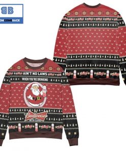 No Laws When You’re Drinking Budweiser With Santa Claus Christmas 3D Sweater