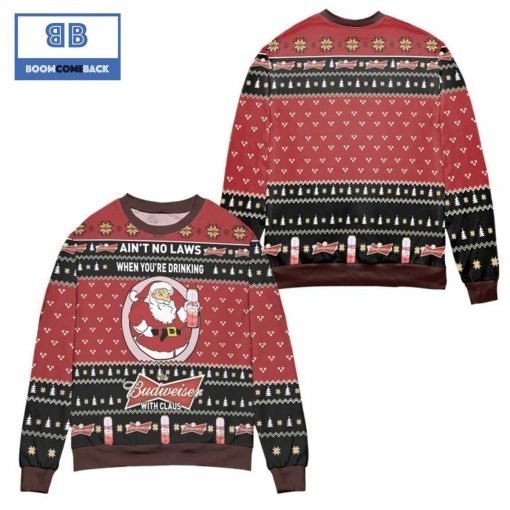 No Laws When You’re Drinking Budweiser With Santa Claus Christmas 3D Sweater