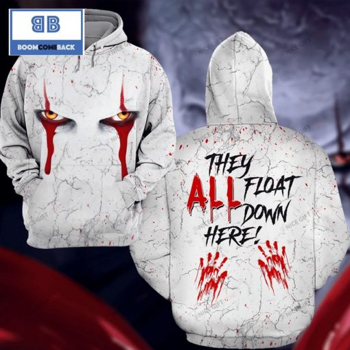 Pennywise IT Movie They All Float Down Here Halloween 3D Hoodie