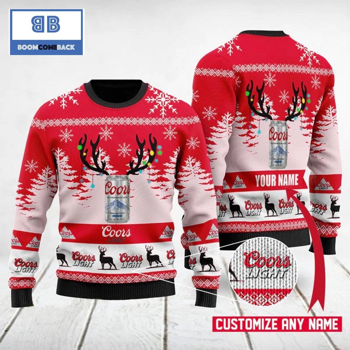 Personalized Deer Coors Light Reinbeer Christmas 3D Sweater