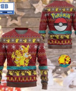 pikachu evolution pokemon anime custom imitation knitted ugly christmas sweater 2 mowSI