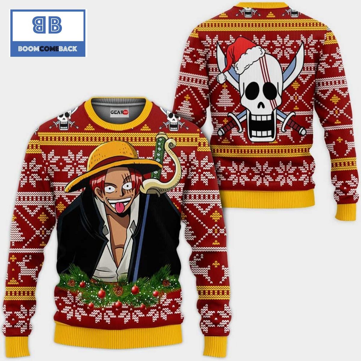 Red Hair Shank One Piece Anime Christmas 3D Sweater