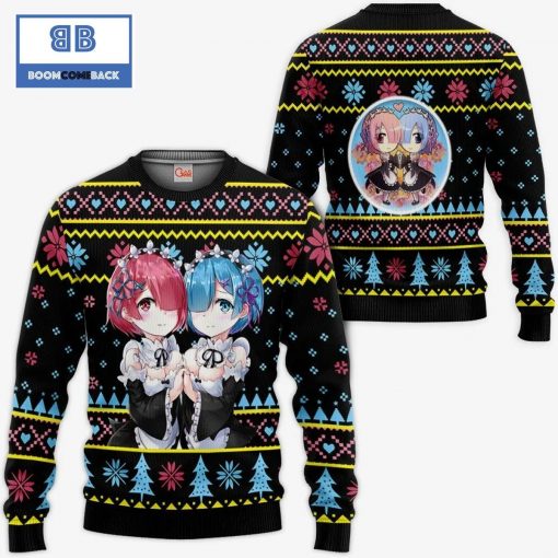 Rem Ram Re Zero Anime Ugly Christmas Sweater