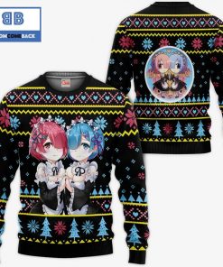 rem ram re zero anime ugly christmas sweater 3 FgHvR