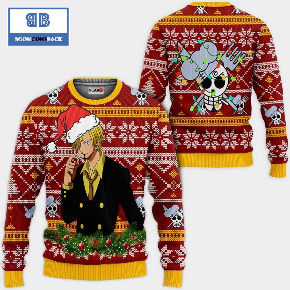 Sanji Stan Claus One Piece Anime Christmas 3D Sweater