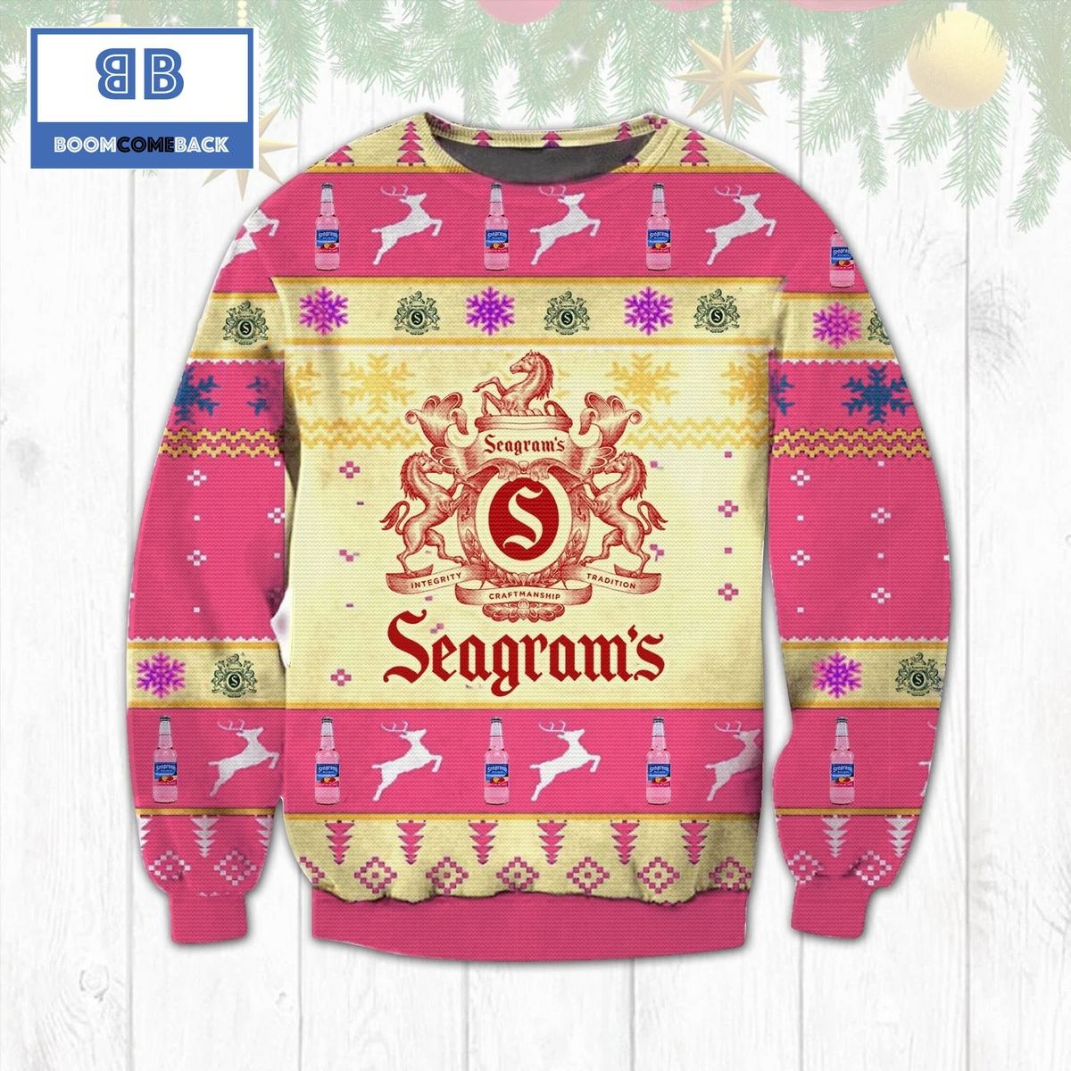 Seagram 7 Crown Whisky Christmas 3D Sweater