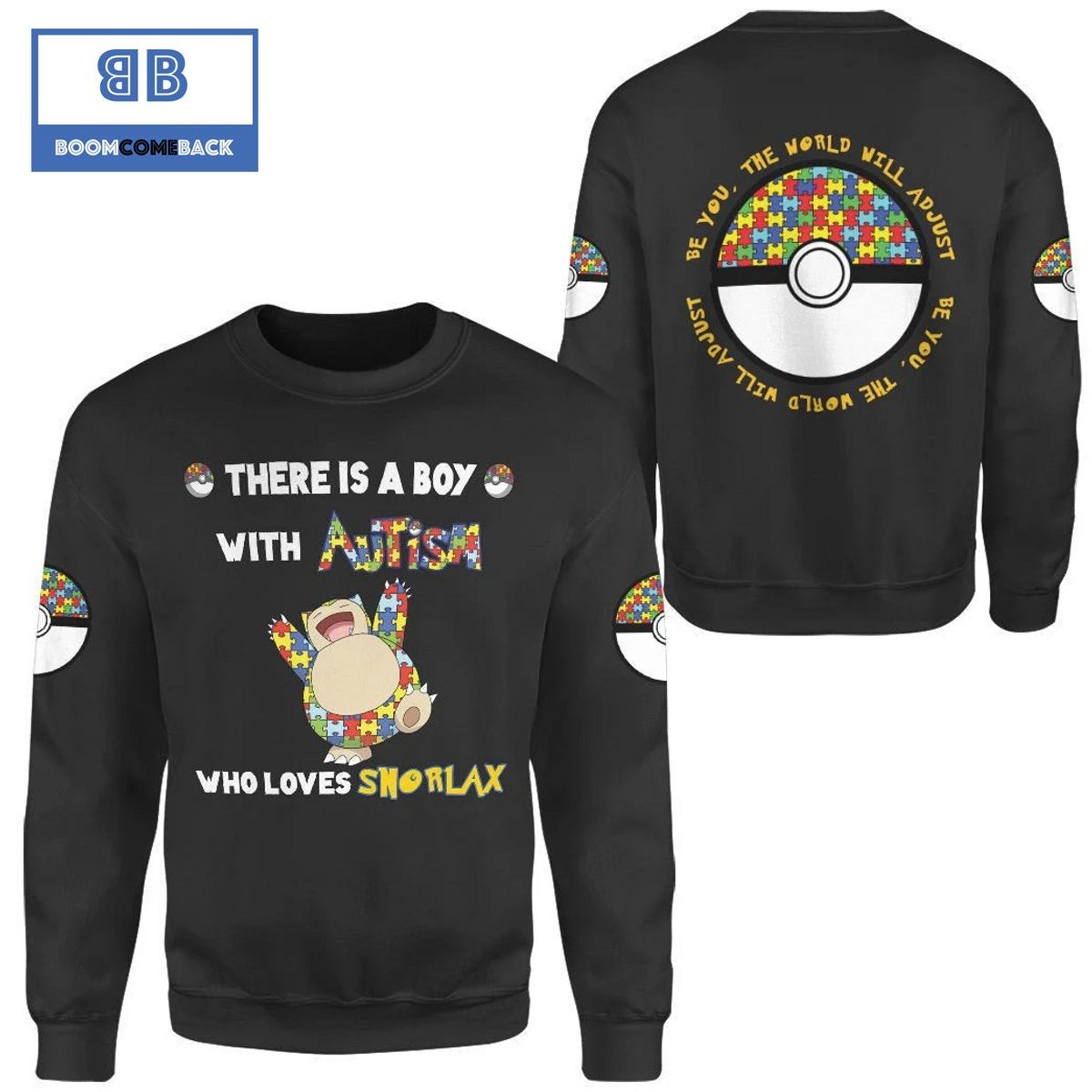 Snorlax Autism Pokemon Anime Christmas 3D Sweatshirt