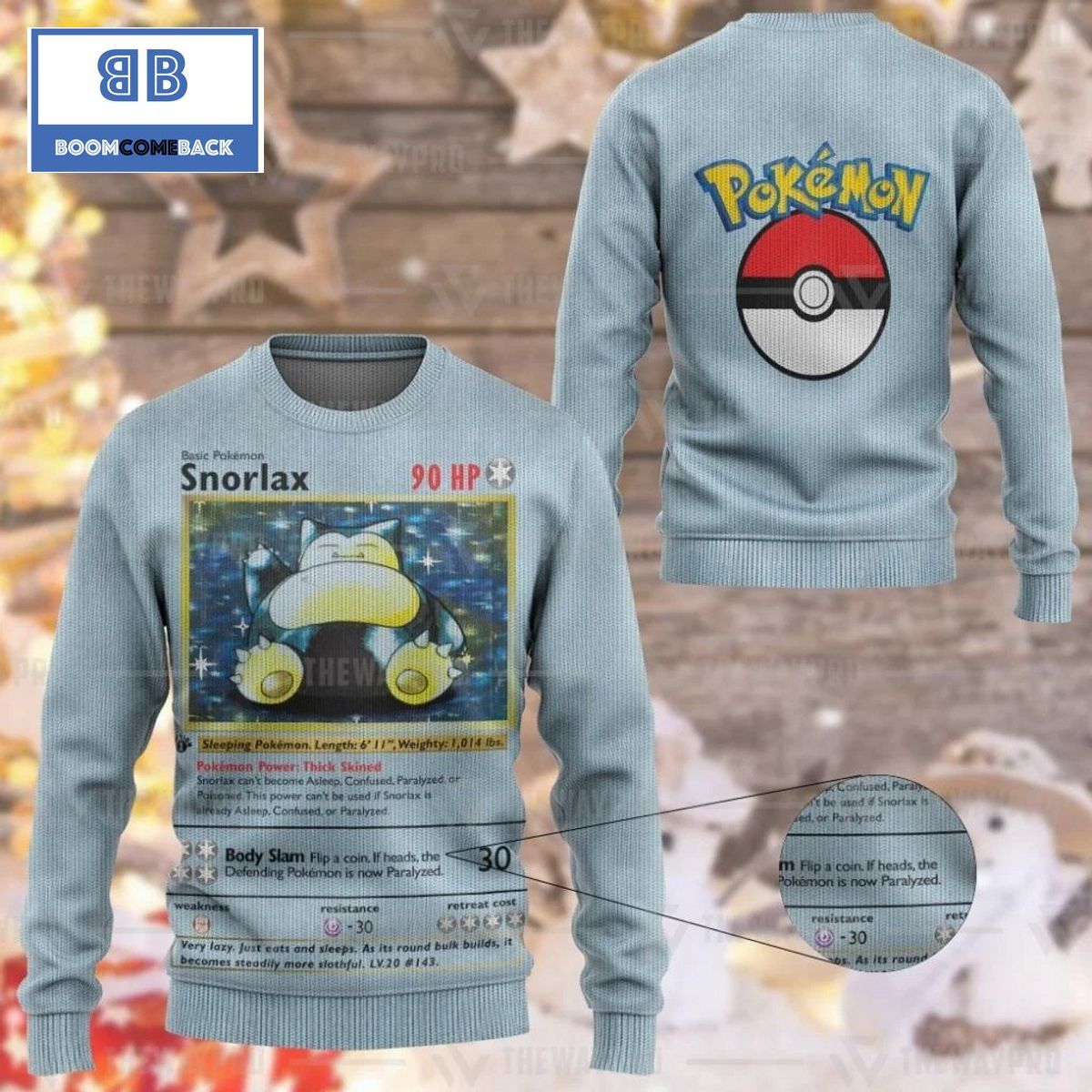 Snorlax Pokemon Anime Custom Imitation Knitted Ugly Christmas Sweater