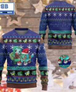 squirtle and bulbasaur pokemon anime custom imitation knitted ugly christmas sweater 3 Nwo6P