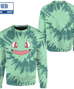 tie dye bulbasaur face pokemon anime christmas 3d sweatshirt 2 9MdPY