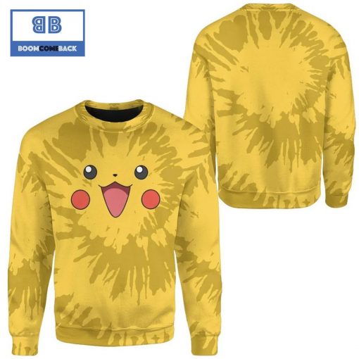 Tie Dye Pikachu Face Pokemon Anime Christmas 3d Sweatshirt