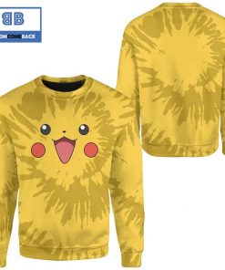tie dye pikachu face pokemon anime christmas 3d sweatshirt 3 mIV9Y