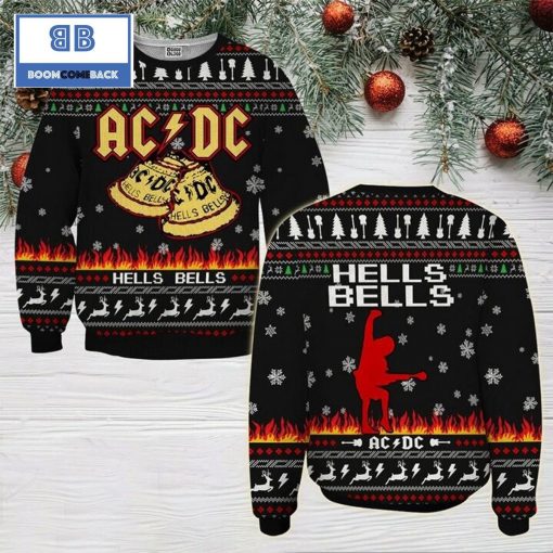 AC DC Rock Band Hells Bells Christmas Ugly Sweater