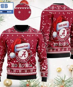 Alabama Crimson Tide NCAA Santa Claus Hat Ho Ho Ho 3D Custom Name Ugly Christmas Sweater