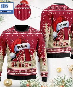 arizona diamondbacks santa claus hat ho ho ho 3d custom name ugly christmas sweater 4 kFDBM