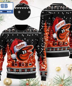 baltimore orioles santa claus hat ho ho ho 3d custom name ugly christmas sweater 2 0sdfZ