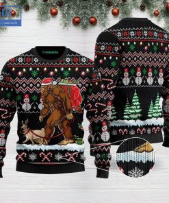 bigfoot pug black ugly christmas sweater 3 4QNld
