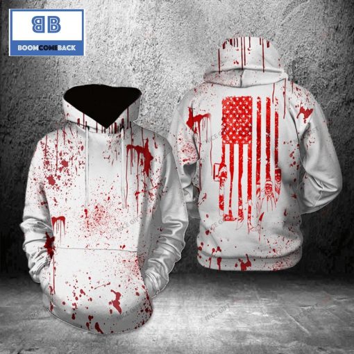 Blood American Flag Halloween 3D Hoodie