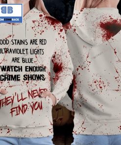 blood stains are red ultraviolet lights are blue halloween 3d hoodie 3 BxFFT
