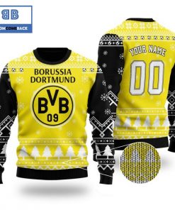 borussia dortmund custom name and number 3d ugly christmas sweater 4 peR7B