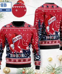 boston red sox santa claus hat ho ho ho 3d custom name ugly christmas sweater 4 lNJT1