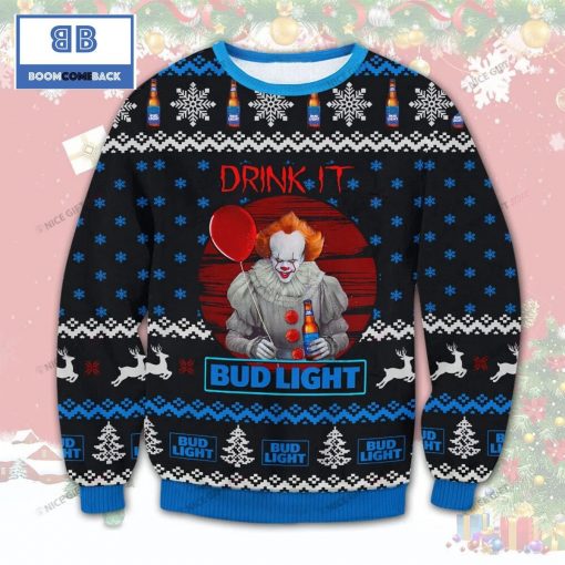 Bud Light Beer IT Drink It Christmas Ugly Sweater
