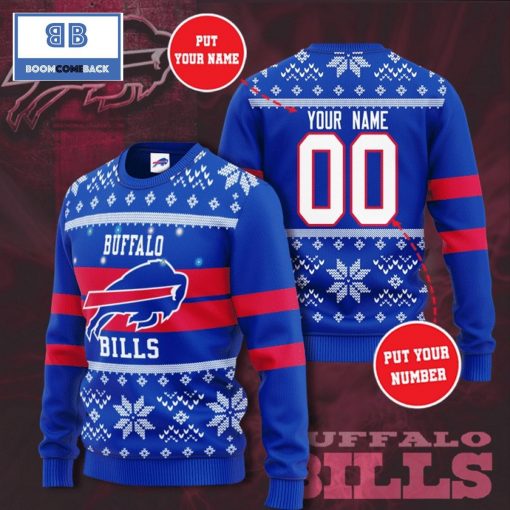Buffalo Bills NFL Custom Name And Number Christmas Ugly Sweater