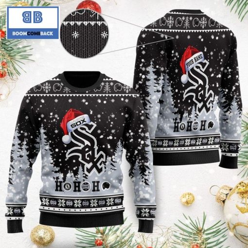Chicago White Sox Santa Claus Hat Ho Ho Ho 3D Custom Name Ugly Christmas Sweater