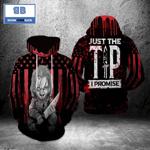 Chucky Just The Tip I Promise Halloween Black 3D Hoodie