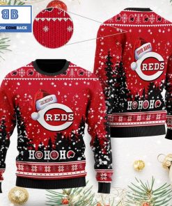 cincinnati reds santa claus hat ho ho ho 3d custom name ugly christmas sweater 3 VZmk2