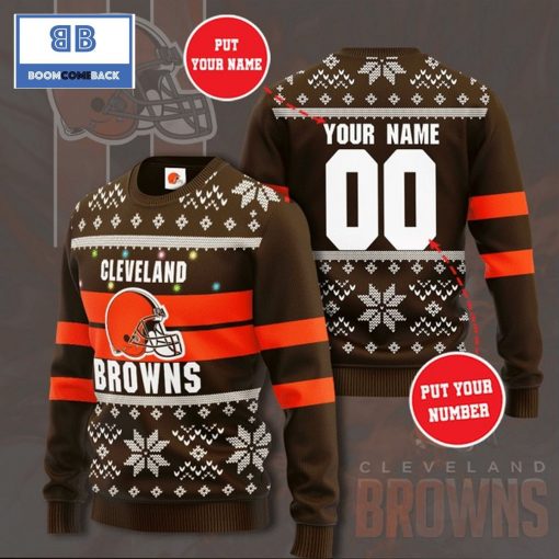 Cleveland Browns NFL Custom Name And Number Christmas Ugly Sweater