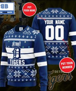 detroit tigers mlb custom name and number christmas ugly sweater 4 J7ewu