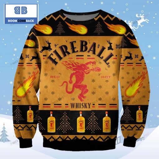 Fireball Cinnamon Whisky Christmas Orange 3D Sweater