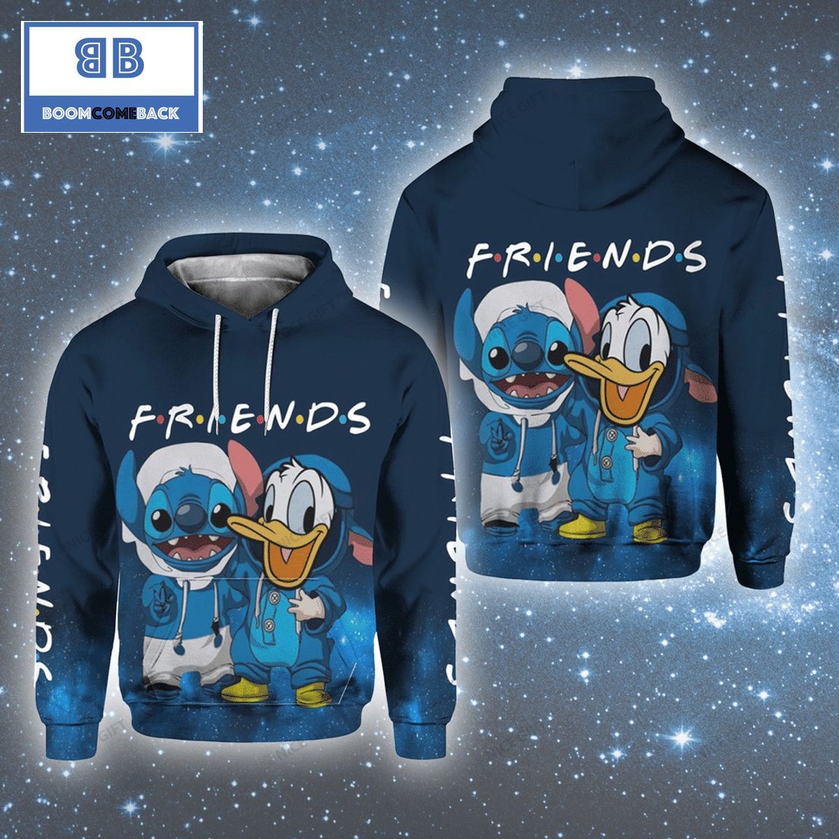 Friends Disney Stitch Donald 3D Hoodie
