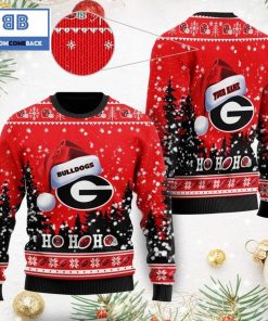 georgia bulldogs ncaa santa claus hat ho ho ho 3d custom name ugly christmas sweater 3 XZbeX