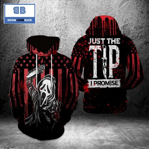 Ghostface Just The Tip I Promise American Flag Halloween 3D Hoodie