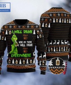 grinch i will drink titos handmade vodka everywhere ugly christmas sweater 3 dfuCK