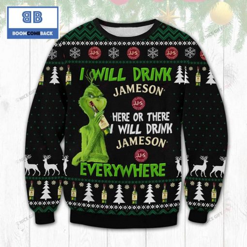 Grinch Witch I Will Drink Jameson Irish Whiskey Christmas 3D Sweater