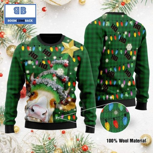 Ho Ho Ho Cow Christmas Tree Ugly Sweater