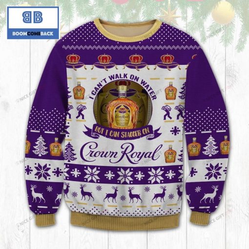 I Can’t Walk On Water But I Can Stagger On Crown Royal Whiskey Christmas Ugly Sweater