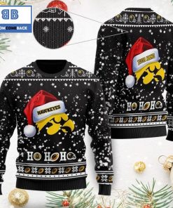 iowa hawkeyes ncaa santa claus hat ho ho ho 3d custom name ugly christmas sweater 2 F9rp7