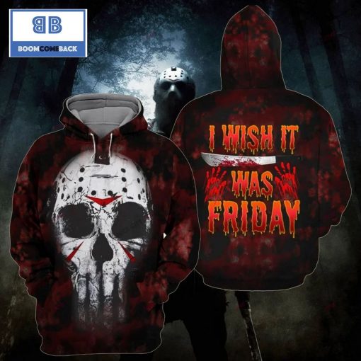 Jason Voorhees I Wish It Was Friday Halloween 3D Hoodie