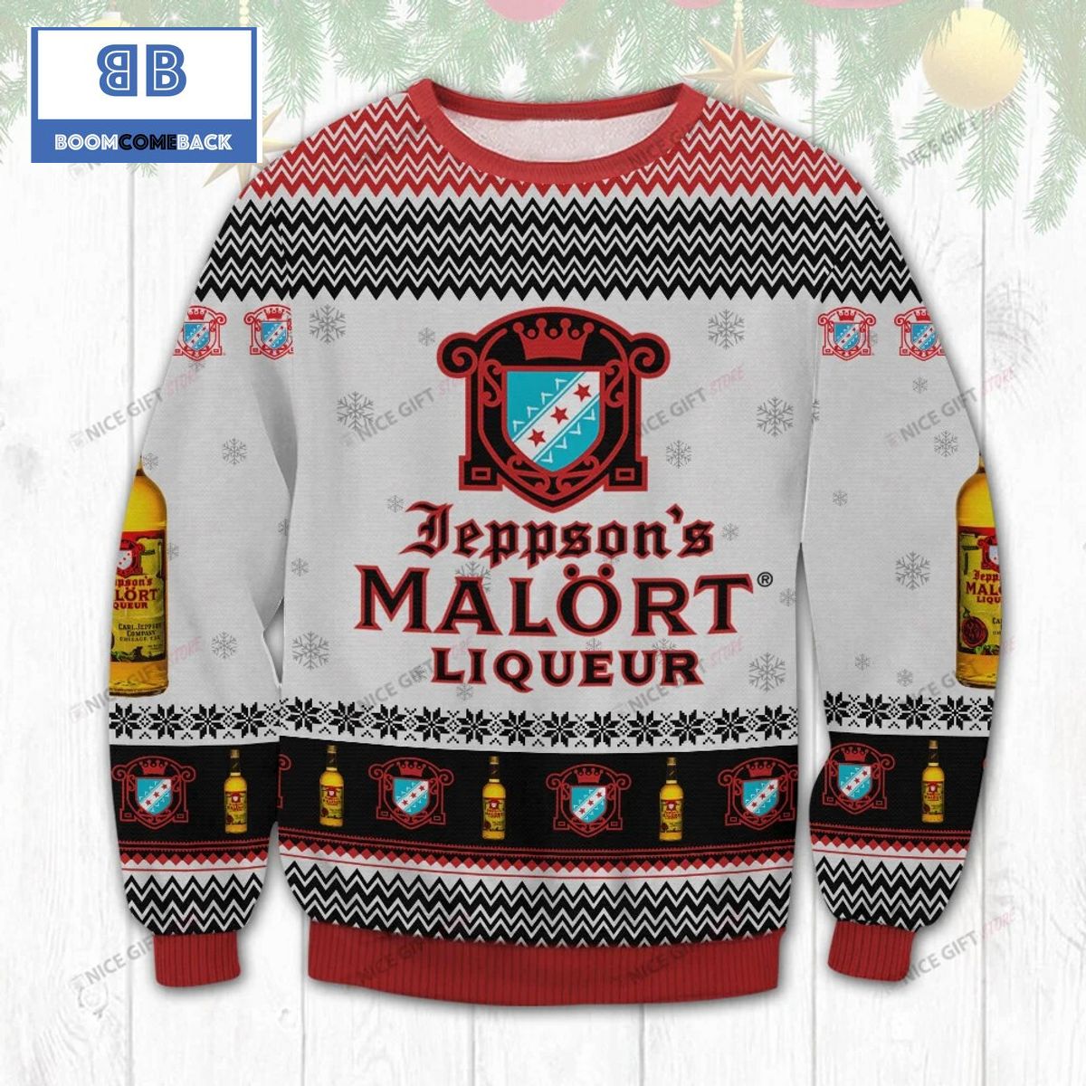 Jeppson's Malort Whiskey Christmas 3D Sweater