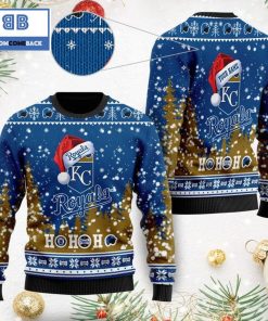 kansas city royals santa claus hat ho ho ho 3d custom name ugly christmas sweater 2 Ku2Dp