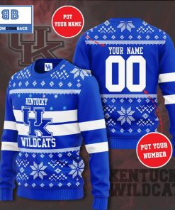 kentucky wildcats ncaa custom name and number christmas ugly sweater 4 3vk3f