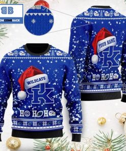 kentucky wildcats ncaa santa claus hat ho ho ho 3d custom name ugly christmas sweater 2 SFB5u
