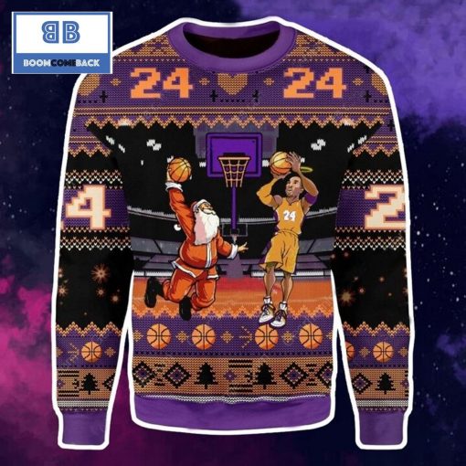 Kobe Bryant And Santa Play Basketball Christmas Ugly Sweater
