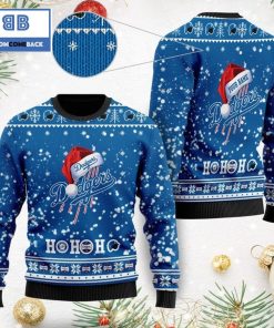 los angeles dodgers santa claus hat ho ho ho 3d custom name ugly christmas sweater 2 nGacn